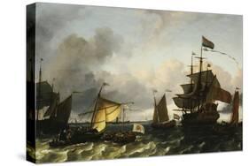 The Frigate Princes Maria, Flying the Standard of Prince William of Orange, Near Amsterdam-Ludolf Bakhuizen-Stretched Canvas