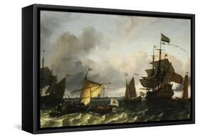 The Frigate Princes Maria, Flying the Standard of Prince William of Orange, Near Amsterdam-Ludolf Bakhuizen-Framed Stretched Canvas