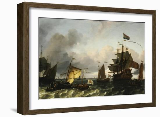 The Frigate Princes Maria, Flying the Standard of Prince William of Orange, Near Amsterdam-Ludolf Bakhuizen-Framed Giclee Print