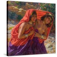 The Frightened Bathers; La Fuite Des Baigneuses (Oil on Canvas)-Alphonse Etienne Dinet-Stretched Canvas