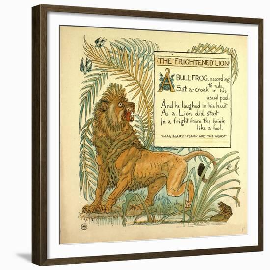 The Frightened Lion-null-Framed Giclee Print