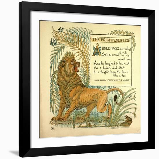 The Frightened Lion-null-Framed Giclee Print