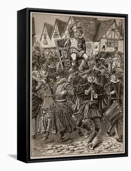 The Frolic of My Lord of Misrule, Illustration from 'Cassell's Illustrated History of England'-English School-Framed Stretched Canvas