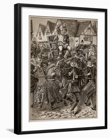 The Frolic of My Lord of Misrule, Illustration from 'Cassell's Illustrated History of England'-English School-Framed Giclee Print