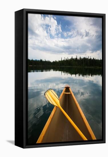 The Front Of A Canoe And Paddle At Upper Priest Lake In North Idaho-Ben Herndon-Framed Stretched Canvas