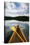 The Front Of A Canoe And Paddle At Upper Priest Lake In North Idaho-Ben Herndon-Stretched Canvas