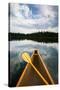 The Front Of A Canoe And Paddle At Upper Priest Lake In North Idaho-Ben Herndon-Stretched Canvas