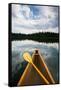 The Front Of A Canoe And Paddle At Upper Priest Lake In North Idaho-Ben Herndon-Framed Stretched Canvas