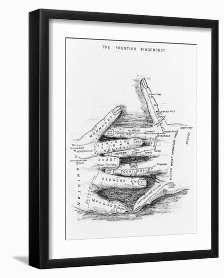 'The Frontier Fingerpost' Outlining the North-West Frontier of British India, from 'Gun-Running…-English School-Framed Giclee Print