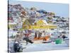 The frozen harbor of Uummannaq during winter in northern West Greenland-Martin Zwick-Stretched Canvas