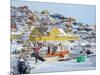 The frozen harbor of Uummannaq during winter in northern West Greenland-Martin Zwick-Mounted Photographic Print