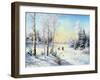 The Frozen Lake In Winter Village-balaikin2009-Framed Art Print