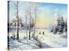The Frozen Lake In Winter Village-balaikin2009-Stretched Canvas