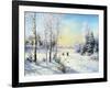 The Frozen Lake In Winter Village-balaikin2009-Framed Art Print