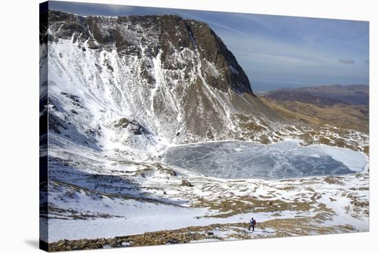 The Frozen Llyn Y Gadair Below Summit of Cyfrwy-Duncan Maxwell-Stretched Canvas