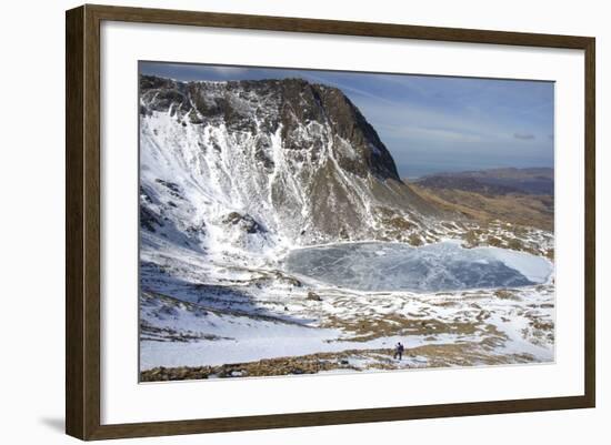 The Frozen Llyn Y Gadair Below Summit of Cyfrwy-Duncan Maxwell-Framed Photographic Print