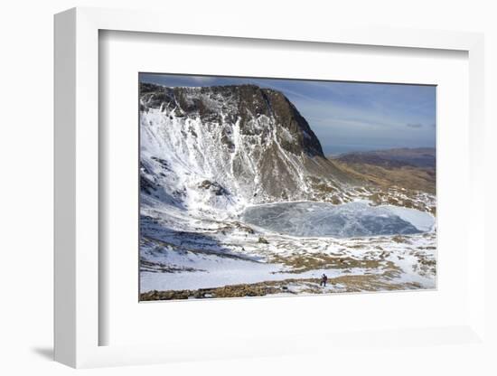 The Frozen Llyn Y Gadair Below Summit of Cyfrwy-Duncan Maxwell-Framed Photographic Print