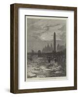 The Frozen Thames, Seagulls Circling Round Cleopatra's Needle-null-Framed Giclee Print