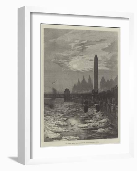 The Frozen Thames, Seagulls Circling Round Cleopatra's Needle-null-Framed Giclee Print
