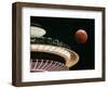 The Full Moon Turns Red and Orange as It Passes the Space Needle-null-Framed Photographic Print