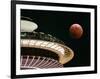 The Full Moon Turns Red and Orange as It Passes the Space Needle-null-Framed Photographic Print