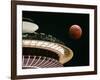 The Full Moon Turns Red and Orange as It Passes the Space Needle-null-Framed Photographic Print