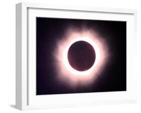 The Full Solar Eclipse is Seen in Saint Pierre Du Port Near Normandy, France-null-Framed Premium Photographic Print