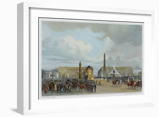 The Funeral Cortege of Napoleon I Passing Through the Place de la Concorde 15 December 1840-Jacques Guiaud-Framed Art Print