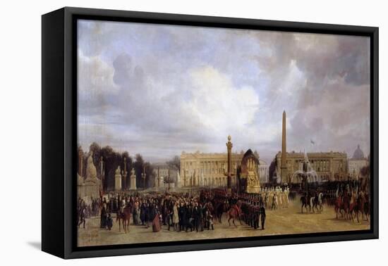 The Funeral Cortege of Napoleon I Passing Through the Place De La Concorde 15 December 1840-Jacques Guiaud-Framed Stretched Canvas