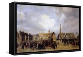 The Funeral Cortege of Napoleon I Passing Through the Place De La Concorde 15 December 1840-Jacques Guiaud-Framed Stretched Canvas