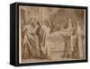 The Funeral of Raymond Diocrès: an Episode from the Story of St Bruno, 1619-21 (Brush and Brown Ink-Giovanni Lanfranco-Framed Stretched Canvas