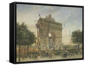 The Funeral of Victor Hugo (1802-85) 1885-Georges Francois Guiaud-Framed Stretched Canvas