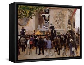 The Funeral of Victor Hugo at the Arc de Triomphe, 1885-Jean Béraud-Framed Stretched Canvas