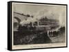 The Funeral Train Passing Through Chester-Charles Joseph Staniland-Framed Stretched Canvas