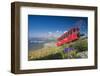 The funicular railway runs across the alpine meadows, Muottas Muragl, Samedan, Canton of Graubunden-Roberto Moiola-Framed Photographic Print