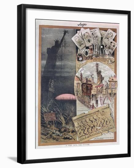 The Future of the Statue of Liberty'. Caricature from 'Judge' Magazine around the Time of its Const-null-Framed Giclee Print