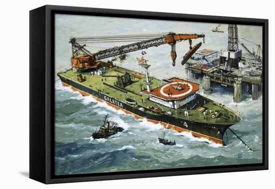 The Galatea, Fitted with a Heavy Lifting Crane-John S. Smith-Framed Stretched Canvas