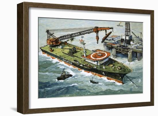 The Galatea, Fitted with a Heavy Lifting Crane-John S. Smith-Framed Giclee Print