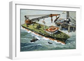 The Galatea, Fitted with a Heavy Lifting Crane-John S. Smith-Framed Giclee Print