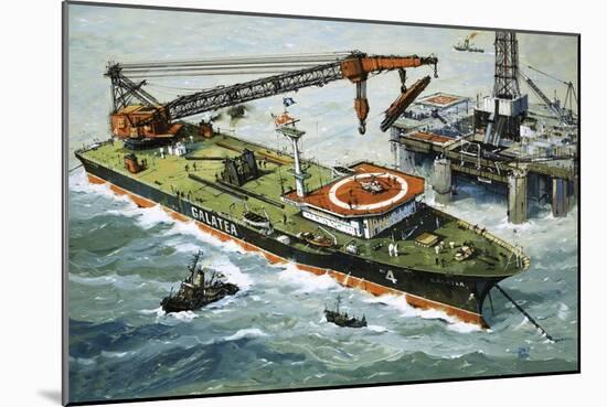 The Galatea, Fitted with a Heavy Lifting Crane-John S. Smith-Mounted Giclee Print