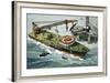 The Galatea, Fitted with a Heavy Lifting Crane-John S. Smith-Framed Giclee Print