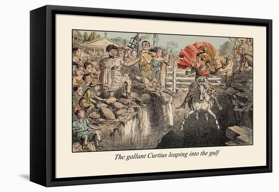 The Gallant Curtius Leaping Into the Gulf-John Leech-Framed Stretched Canvas