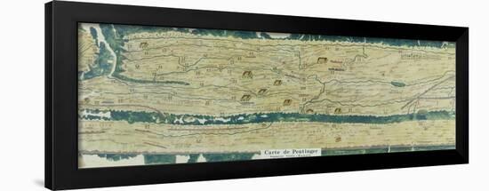 The Gallo-Roman Segment of the Peutinger Table, Facsimile of the 3rd Century Original-null-Framed Giclee Print