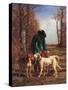 The Game Keeper Stops Near His Dogs-null-Stretched Canvas