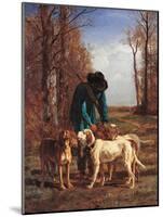 The Game Keeper Stops Near His Dogs-null-Mounted Giclee Print