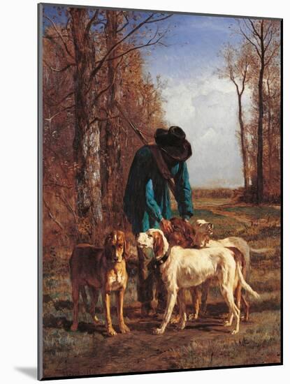 The Game Keeper Stops Near His Dogs-null-Mounted Giclee Print