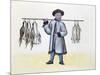 The Game Merchant, from a Book on the Street Calls of Peking, C.1785 (W/C and Gouache on Paper)-null-Mounted Giclee Print