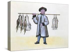 The Game Merchant, from a Book on the Street Calls of Peking, C.1785 (W/C and Gouache on Paper)-null-Stretched Canvas