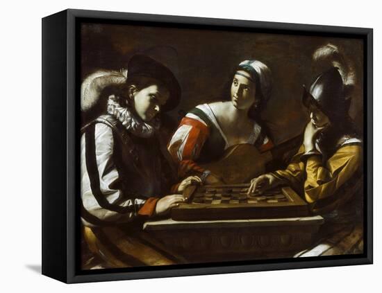 The Game of Draughts, 1630s-Mattia Preti-Framed Stretched Canvas