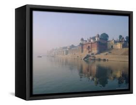 The Ganga (Ganges) River Waterfront, Varanasi (Benares), Uttar Pradesh State, India-John Henry Claude Wilson-Framed Stretched Canvas